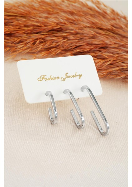 Kadın Özel Tasarım Geometrik 3 Boy Küpe Seti fırsatları