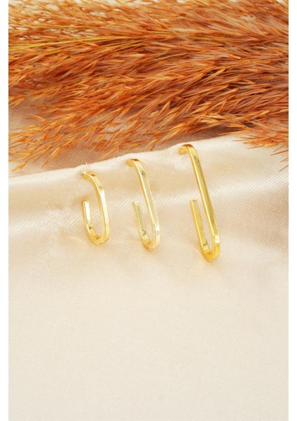 Kadın Özel Tasarım Geometrik 3 Boy Küpe Seti