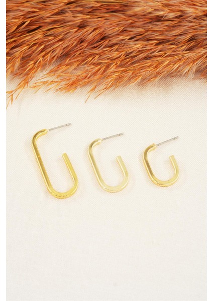 Kadın Özel Tasarım Geometrik 3 Boy Küpe Seti fiyatları