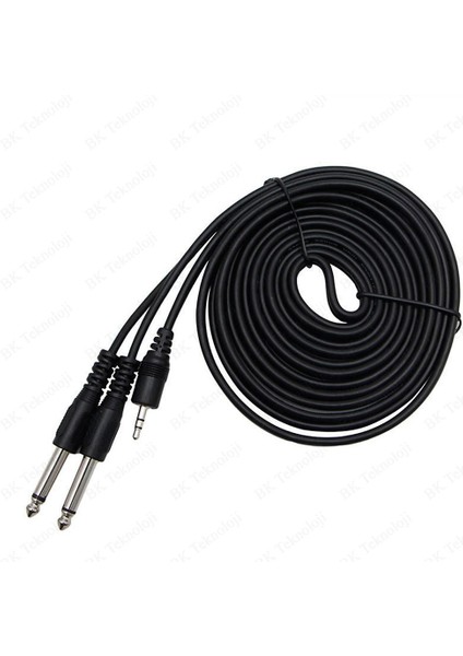 BK Teknoloji 3.5mm Stereo Erkek To 2 x 6.3mm Mono Erkek Y Kablo - 3 Metre