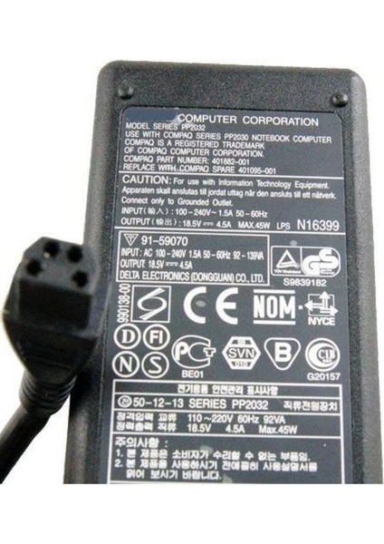 18.5 Volt 4.5 Amper 4 Pinli Adaptör Dişi 4 Pin Hp Compaq Adaptör PP2032 Adaptör