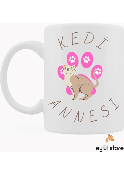 Kedi Annesi Yazılı Özel Tasarım Baskılı Kupa Bardak Kahve Bardağı Kedi Temalı Bardak