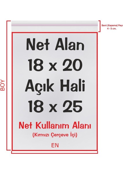 18X20+5 Cm. (18*25) 100 Adet - Şeffaf Bantlı Yapışkanlı Opp Jelatin Poşet