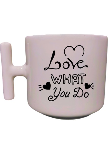 Krem Rengi T Saplı Eğlenceli Yazılı Özel Tasarım Baskılı T Kupa Bardak Latte Bardağı