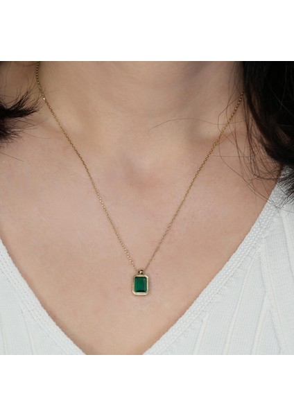Peridot Taşlı Gümüş Kolye GM02