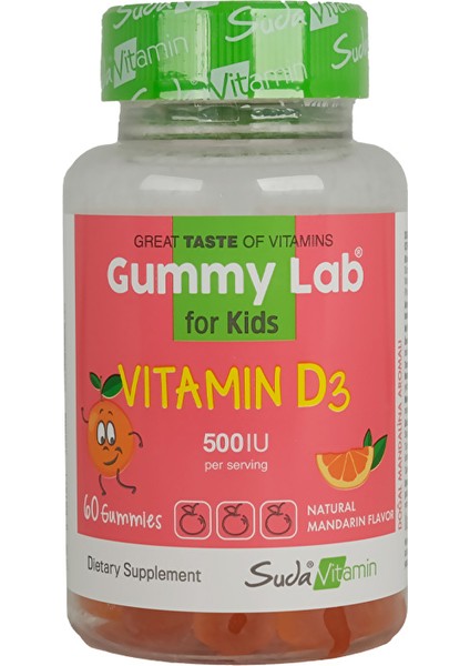 Suda Gummy Lab Vitamin D3 60 Çiğnenebilir Form