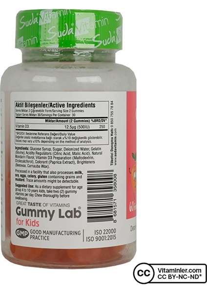 Suda Gummy Lab Vitamin D3 60 Çiğnenebilir Form