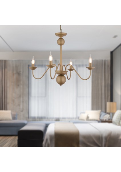 Behir 4'lü Eskitme Boyalı Şapkalı Modern Oturma Odası, Yatak Odası Salon Avize