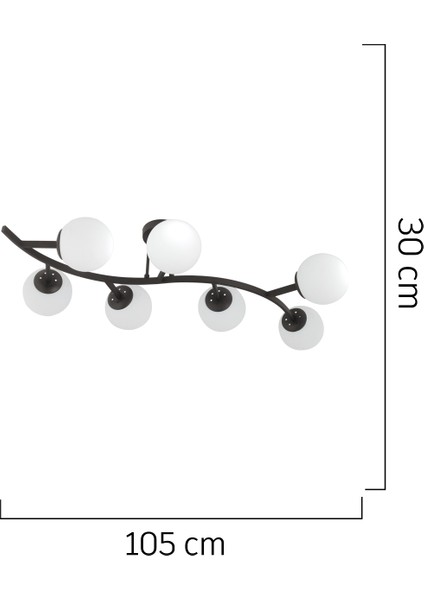 Izem 7'li Siyah Modern Plafonyer Genç Odası Mutfak Yatak Odası Avize