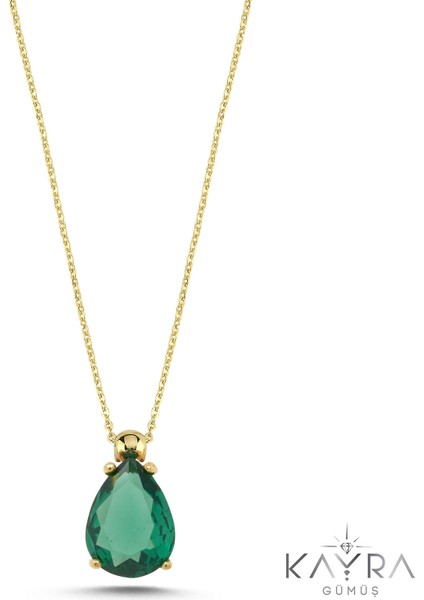 Peridot Damla Taşlı Gümüş Kolye GM11