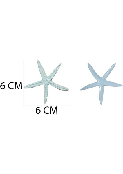 Polyester Deniz Yıldızı Simli Beyaz 6 cm (12 Adet)