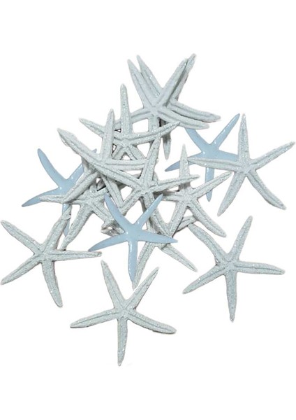 Polyester Deniz Yıldızı Simli Beyaz 6 cm (12 Adet)