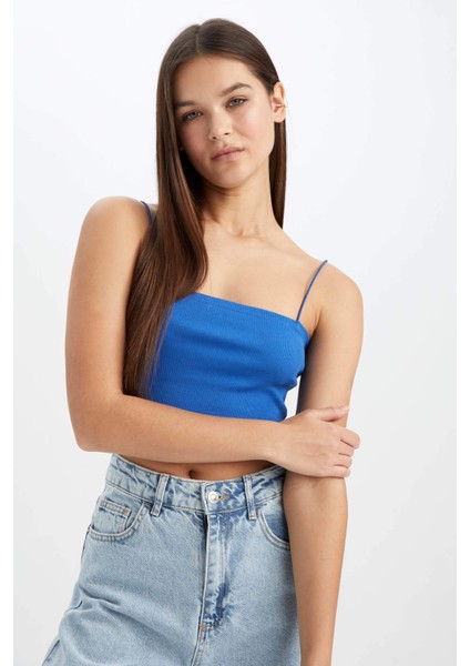 Coool Skinny Fit İp Askılı Pamuklu Crop Top U0358AZ23SM modelleri