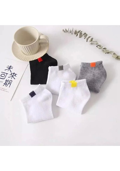 5 Çift Unisex Beyaz Renkli Taban Altı Lastikli Yıkamalı Patik Çorap fırsatları