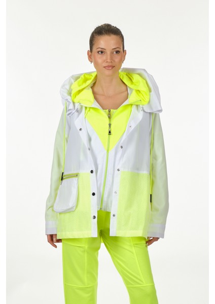 Oversize Kapüşonlu Neon Kadın Ceket - Günlük Spor fırsatları