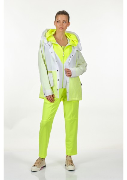 Oversize Kapüşonlu Neon Kadın Ceket - Günlük Spor indirimleri