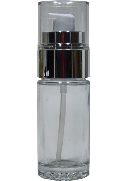 Cam Şişe 40 ml Krem ve Losyon Için Şeffaf Gümüş Renk Kapaklı