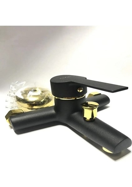 Yuvarlak Gold Robot Duş Seti 3'lü Lüx Gold Banyo, Balık Sırtı Siyah Gold Lavabo ve Mutfak Bataryası Full Set Balıksırtı Gold Yuvarlak