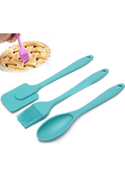 1 Slikon Spatula +1 Adet Slilkon Yumurta Fırçası + 1 Adet Kaşık 3lü Mutfak Set