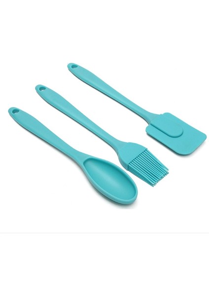 1 Slikon Spatula +1 Adet Slilkon Yumurta Fırçası + 1 Adet Kaşık 3lü Mutfak Set