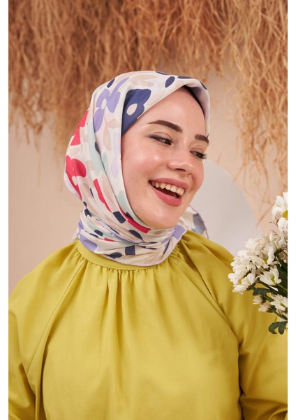 Ipekhan Flowers Serisi Lila Mor Pamuk Viskon Eşarp 1122-14
