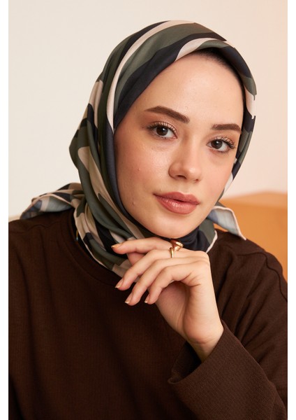 Twist Siyah Haki Pamuk Viskon Eşarp Modeli