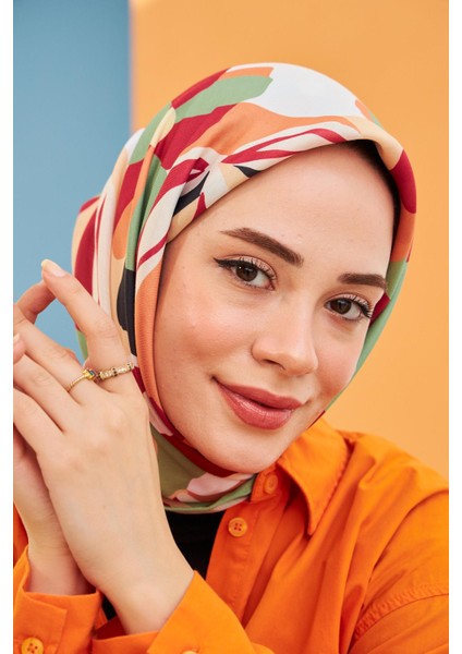Daphne Desenli Bordo Siyah Pamuk Eşarp