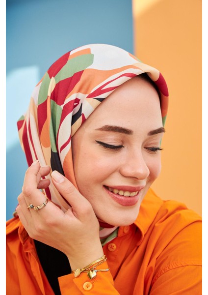 Daphne Desenli Bordo Siyah Pamuk Eşarp