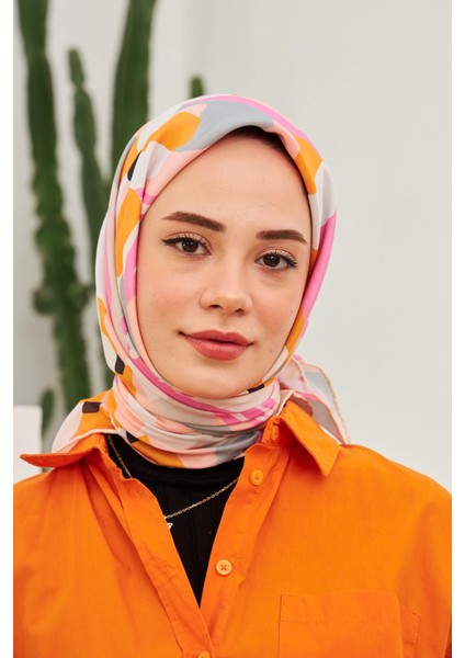 Daphne Desenli Turuncu Pamuk Viskon Eşarp