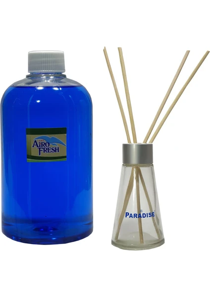 Bambu Araç ve Oda Parfümü 500 ml Pudralı + Bambu Çubuklu 75 ml Boş Cam Şişe