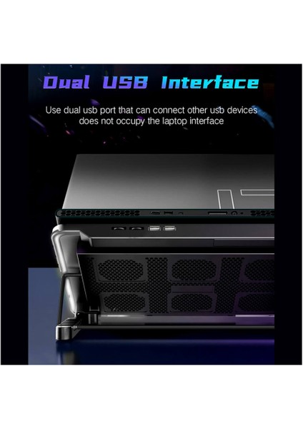 Oyuncu Gaming Laptop Notebook Soğutucu Stand - 6 Fanlı - 7 Yükseklik Ayarlı, Telefon Tutucu