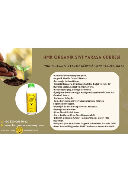%100 Organik Hmk Sıvı Yarasa Gübresi 1 +1 Litre