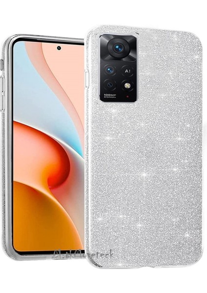 Xiaomi Redmi Note 11 Pro Uyumlu Kılıf Kamera Çıkıntılı Korumalı Swarovski Taşlı Parıltılı Simli Parlak Kapak
