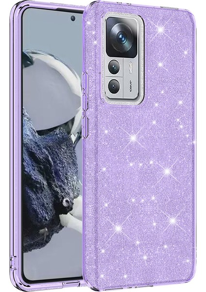 Xiaomi Mi 12T ve Mi 12T Pro Uyumlu Kılıf Kamera Çıkıntılı Korumalı Parlak Parıltılı Simli Darbe Koruyucu Kapak