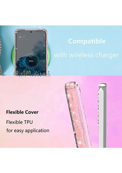 Xiaomi Mi 12T ve Mi 12T Pro Uyumlu Kılıf Kamera Çıkıntılı Korumalı Parlak Parıltılı Simli Darbe Koruyucu Kapak