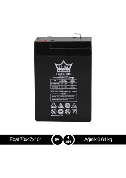 Umut_ Or-Tec 6V 4AH Bakımsız Kuru Akü Hhm & Elektronikucuz