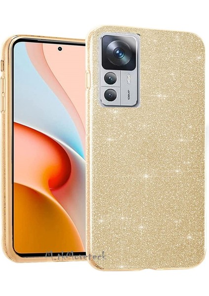 Xiaomi Mi 12T ve Mi 12T Pro Uyumlu Kılıf Kamera Çıkıntılı Korumalı Parlak Parıltılı Simli Darbe Koruyucu Kapak