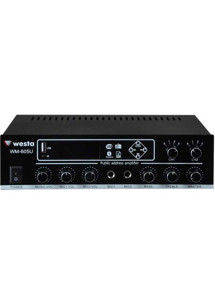 WESTA WM-605U 2 BÖLGELİ 2 MİK. GİRİŞLİ 100 WATT TRAFOLU ANFİ