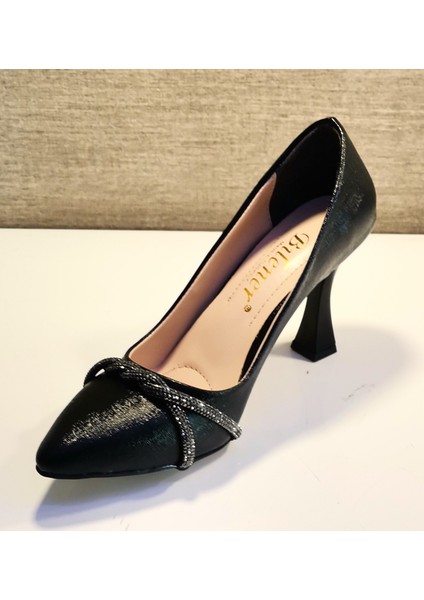 902 Bayan Kapalı Taşlı Kadeh Yüksek Ökçe Stiletto Ayakkabı