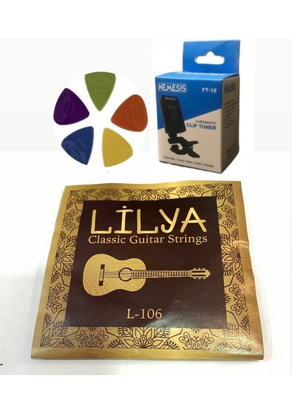 Şenses Lilya Klasik Gitar Teli 3'lü (Akort Cihazlı) Ekonomik Set