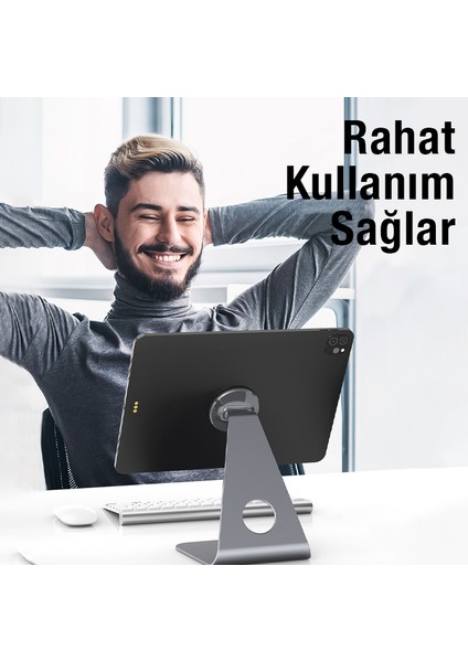 M3 Alüminyum Manyetik Masaüstü Tablet Standı Tablet Tutucu iPhone 14-14 Pro-14 Pro Max-14 Plus Uyumlu Tablet Yükseltici Altlığı Tutucu