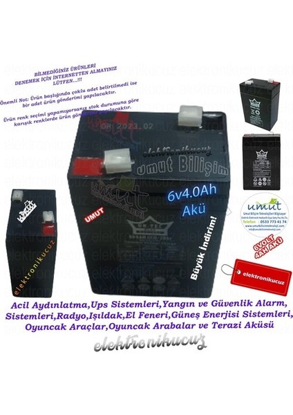 Umut_ Pilsan Oyuncak Uyumlu 6 Volt 4 Amper Akü 6V 4AH - Hhm & Elektronikucuz