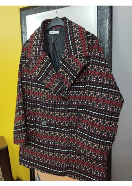 Deseo Boutıque Kadın Kruvaze Model Desenli Hafif ve Ince Mevsimlik Ceket Kaban modelleri
