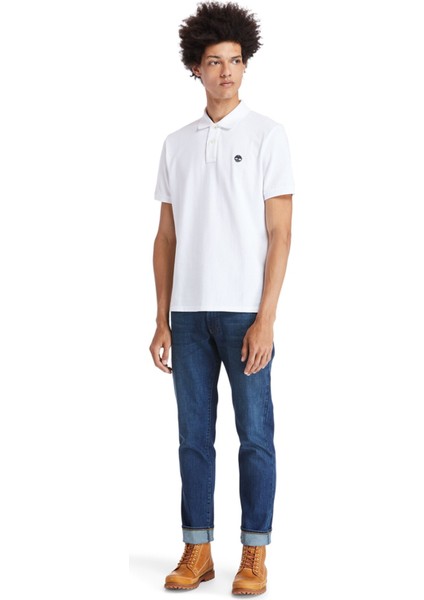 Tfo Chest Logo Polo Beyaz Erkek Kısa Kol T-Shirt