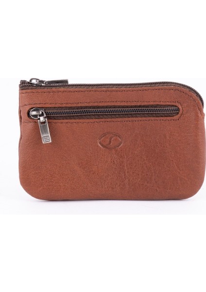 609 Model Hakiki Deri Ortadan Fermuarlı Anahtarlık Taba