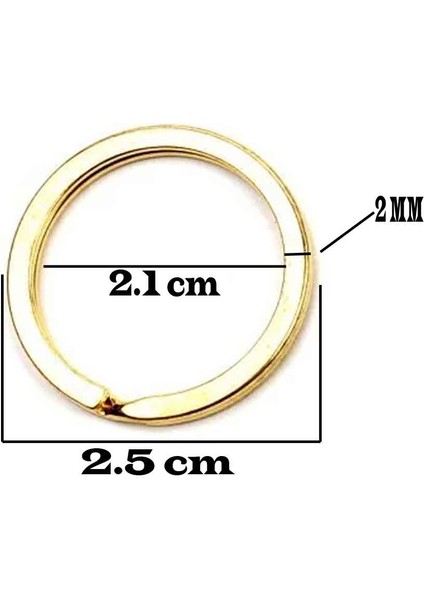 Zincirsiz Boş Yassı Model Anahtarlık Halkası 2.5 cm (50 Adet) Gold