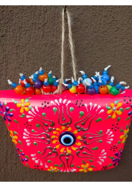 Nazar Boncuklu Motifli Renkli Boncuklu Saksı Duvar Süsü Balkon Süsü Bahçe Süsü Ev Dekor fiyatları