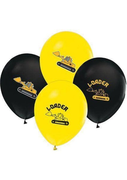 Inşaat Temalı Sarı Siyah Baskılı Balon 10 Adet