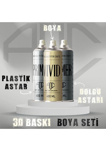 3D Baskı Sprey Boya+Plastik Astar+Dolgu Astarı