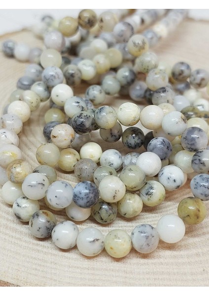 Beyaz Alacalı Opal Taşı Dizi 6mm